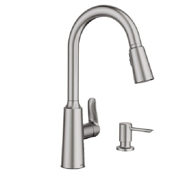 Edwyn Series 87028SRS Pull-Down Kitchen Faucet, 1.5 gpm, 1-Faucet Handle, 1, 4-Faucet Hole, Stainless Steel