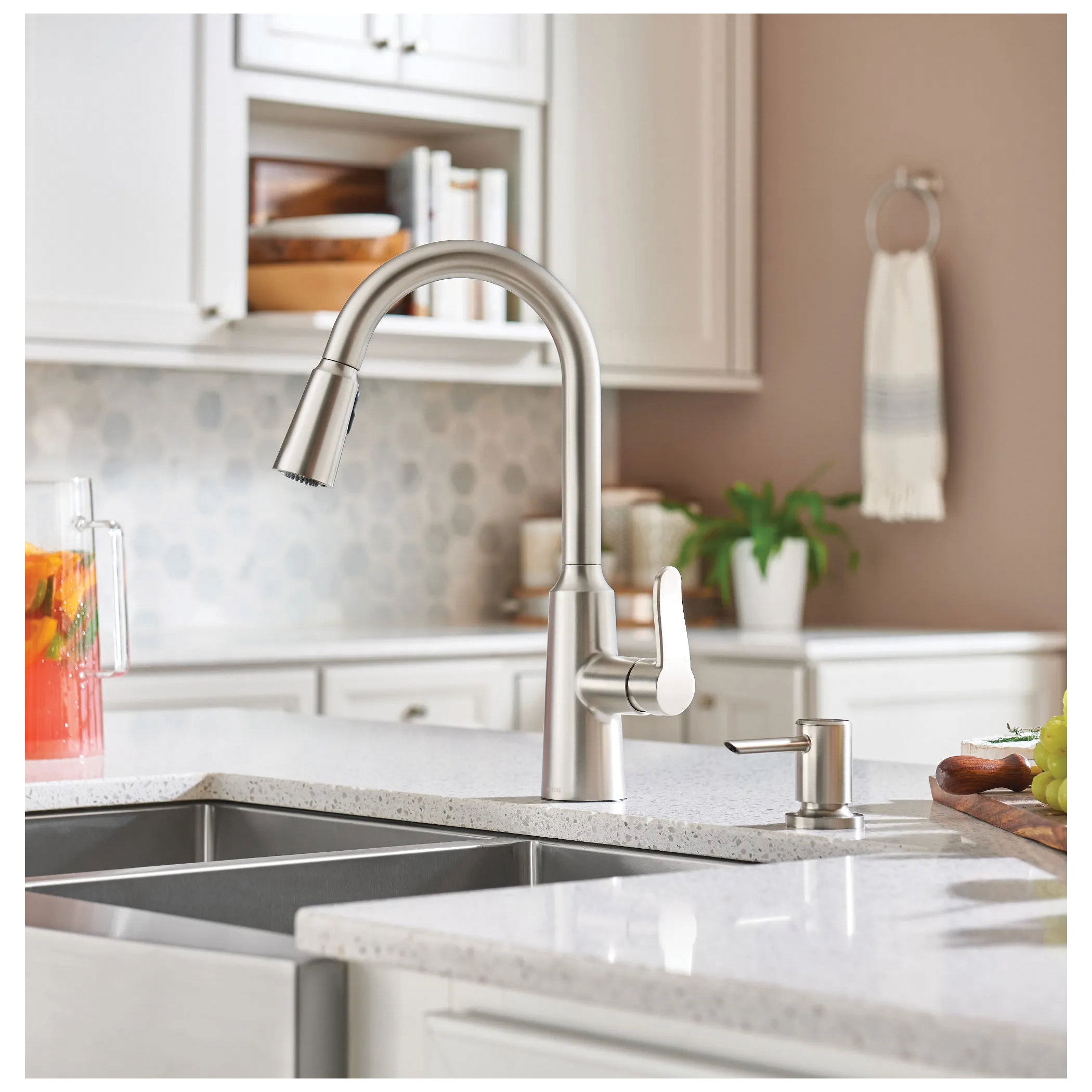 Moen Edwyn Series 87028SRS Kitchen Faucet, 1.5 gpm, 1 -Faucet Handle, 1, 4 -Faucet Hole, Stainless Steel, Deck - 5