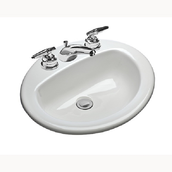 MS Series 237-4 Bathroom Sink, Oval Basin, 4 in Faucet Centers, 3-Deck Hole, 17 in OAW, 8 in OAH, White