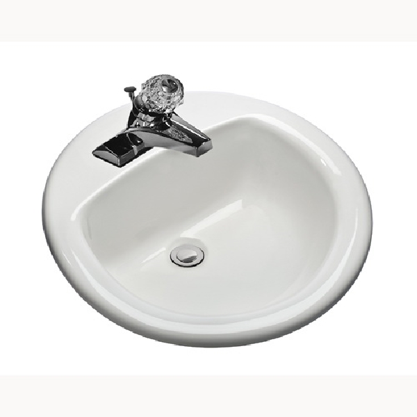 MS Series 239-4 Lavatory Sink, Round Basin, 4 in Faucet Centers, 4-Deck Hole, 19-5/8 in OAW, 19-1/4 in OAH