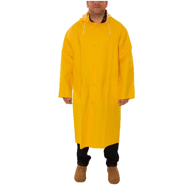 C53217.XL Raincoat, XL, Polyester/PVC, Yellow, Detachable, Snap Front, 48 in L