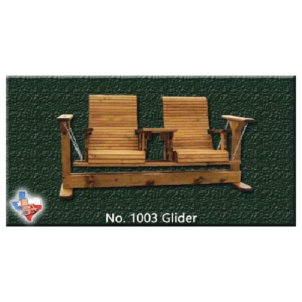 1003 Conversation Glider, 2 Seating, Wood Seat
