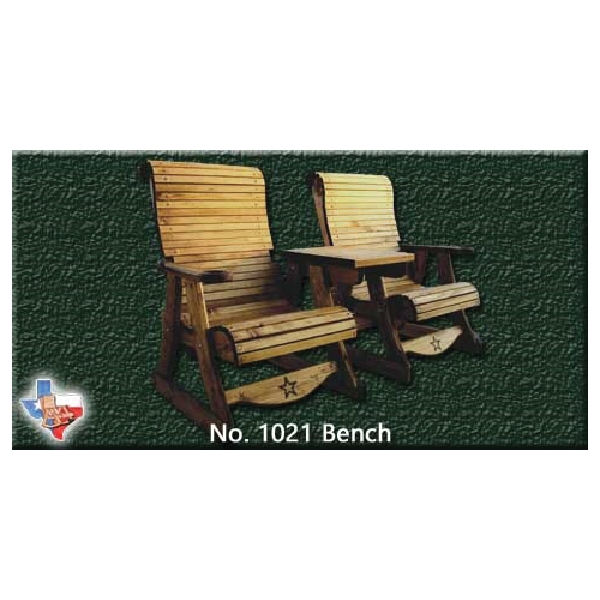 1021 Conversation Bench, 2 Seating, Wood Seat