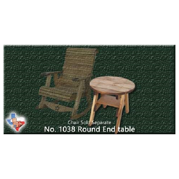 1038 End Table, 26 in W, 24 in H, 26 in D, Round Table, Wood Table