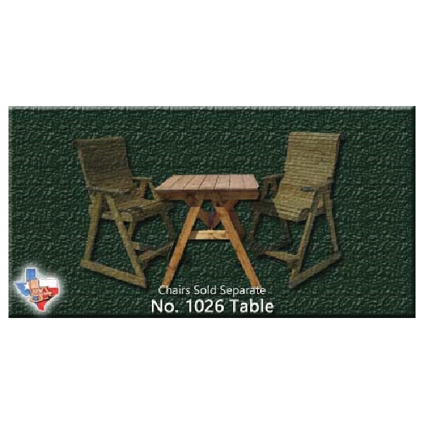 1026 Deck Table, 39 in W, 39 in D, 39 in H, Wood Table