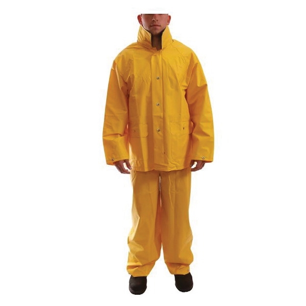Tuff-Enuff Plus S63217.2X Rain Suit, 2XL, 32 in Inseam, Polyester/PVC, Yellow, Adjustable Collar