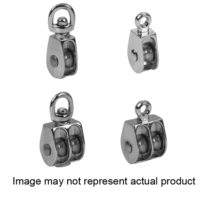 T7655212N Pulley, Single Sheave, 7/32 in Dia Eye, 5/16 in Rope, 55 lb Working Load, 1 in Sheave