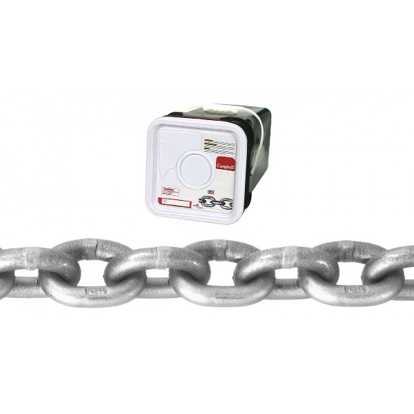 Campbell 0184636 High-Test Chain, 3/8 in, 5400 lb Working Load, 43 Grade, Carbon Steel, Galvanized - 1