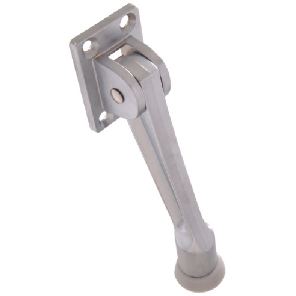 Hardware Essentials 852940 Kick Down Door Stop, 5 in L, Steel, Satin Chrome, 1 PK