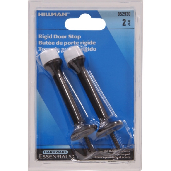 Hardware Essentials 852930 Standard Rigid Door Stop, 3 in L, Steel, Oil-Rubbed Bronze, 2 PK