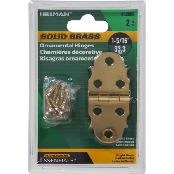 Hardware Essentials 853006 Decorative Hinge, Bright Brass, Flush Mounting - 2