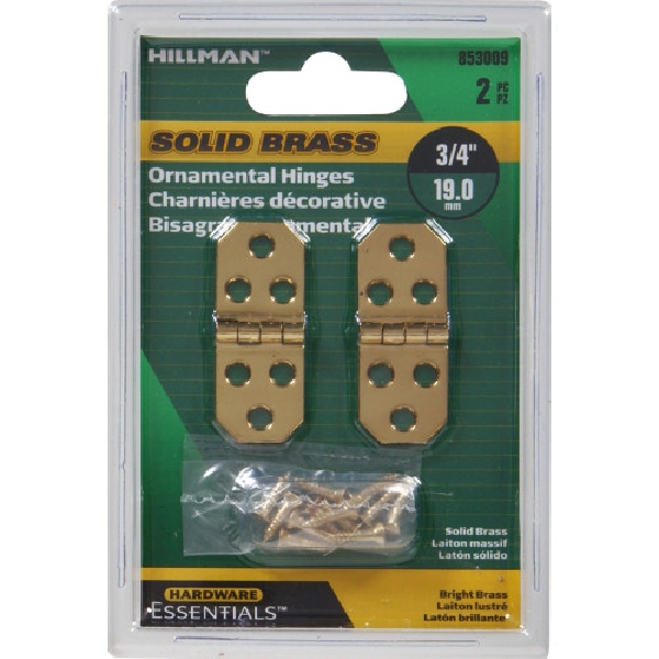 Hardware Essentials 853009 Decorative Hinge, Bright Brass, Flush Mounting - 2