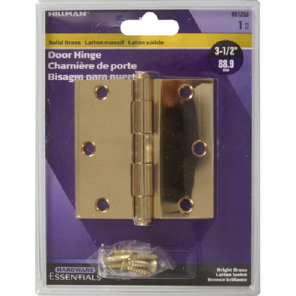 Hardware Essentials 851258 Door Hinge, Bright Brass, Removable Pin, Full-Mortise Mounting - 2