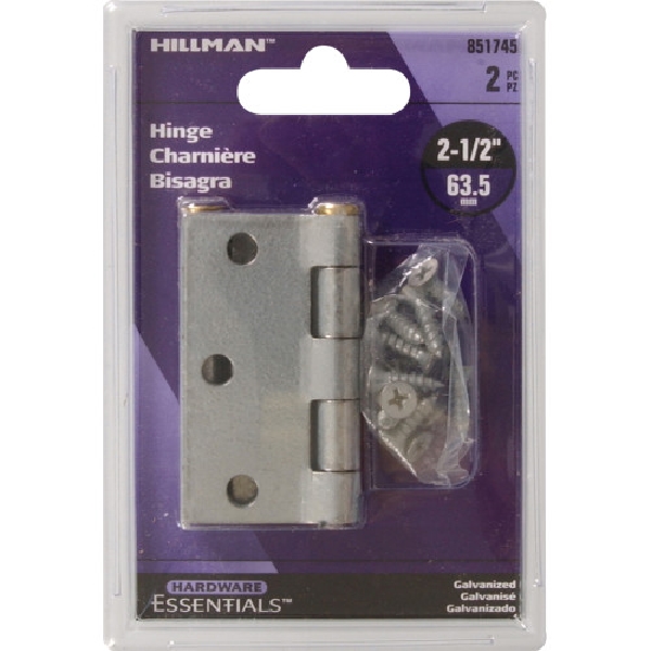Hardware Essentials 851745 Door Hinge, Galvanized, Fixed Pin, 2-1/2 in L Dimensions