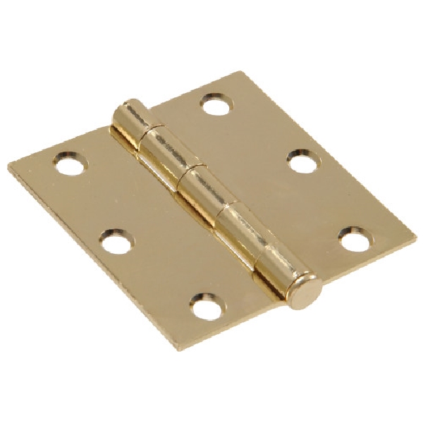 Hardware Essentials 852818 Door Hinge, Brass, Removable Pin, 3-1/2 in L x 3-1/2 in W Dimensions, Full-Mortise