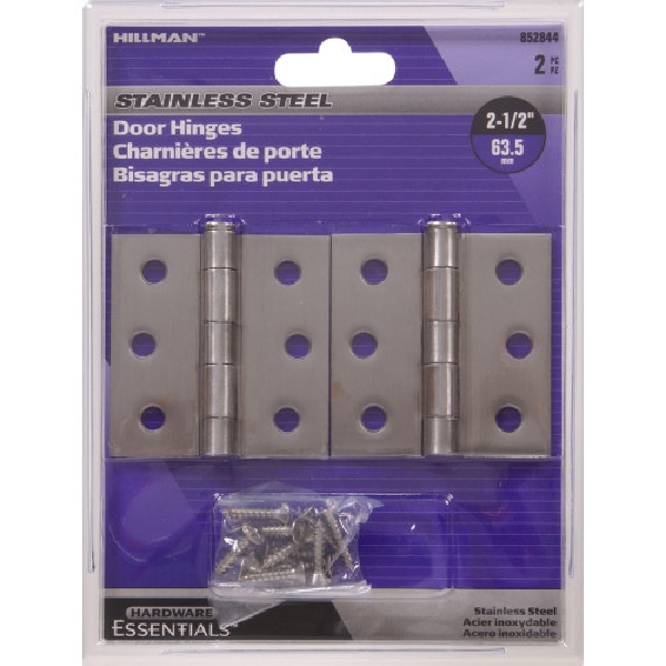 Hardware Essentials 852844 Door Hinge, Stainless Steel, Removable Pin, Full-Mortise Mounting - 2