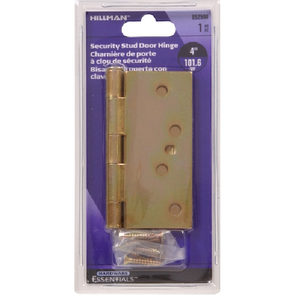 Hardware Essentials 852598 Security Stud Door Hinge, 4 in L Dimensions, Yellow Zinc Dichromate