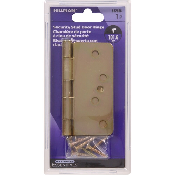Hardware Essentials 852866 Security Stud Door Hinge, Yellow Zinc Dichromate, 4 in L Dimensions