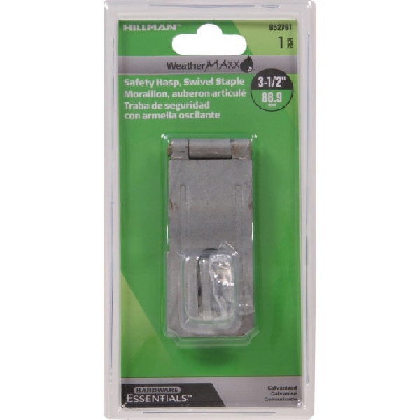 Hardware Essentials 852761 Staple Safety Hasp, 3-1/2 in L, Galvanized, Swivel Staple