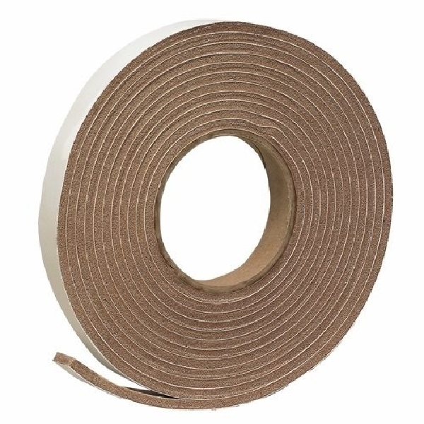Frost King V449BH Weatherseal Tape, 3/4 in W, 17 ft L, 3/16 in Thick, Vinyl Foam, Brown