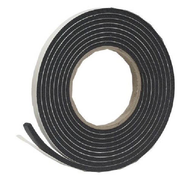 Frost King R930H Weatherseal Tape, 1/2 in W, 10 ft L, 9/16 in Thick, Rubber Foam, Black