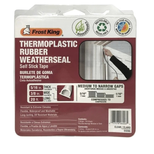 Frost King EV20W Tape, 3/8 in W, 20 ft L, Thermoplastic, White