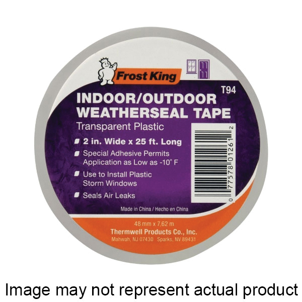 Frost King T96H Tape, 2 in W, 100 ft L, Plastic, Clear