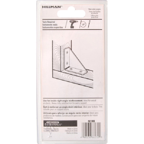 Hardware Essentials 851144 Corner Brace, 3 in L, Zinc