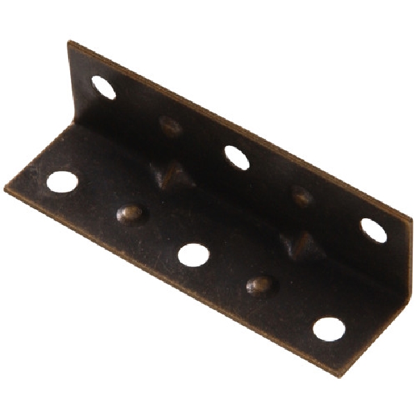 Hardware Essentials 853079 Inside Corner Brace, 3-1/2 in L, 3/4 in W, Steel, Antique Brass