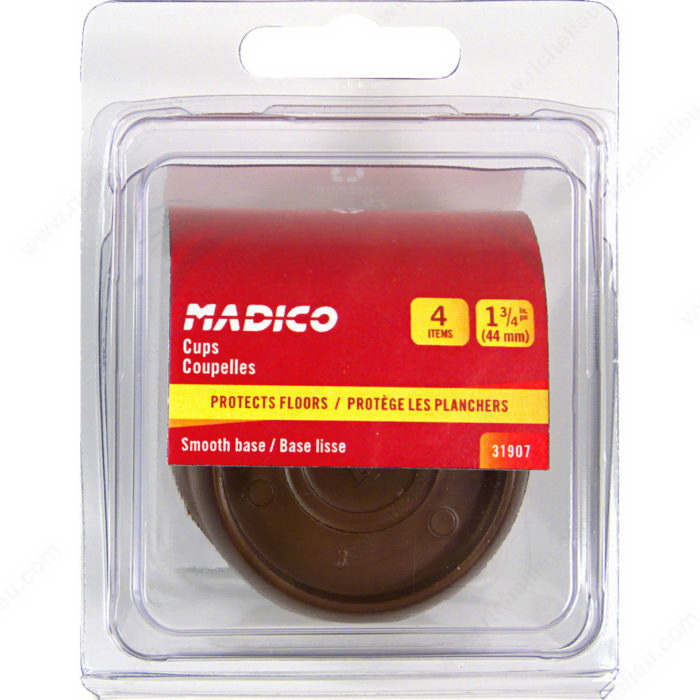 Madico F31907TV Caster Cup, Round, PVC, Brown, 2-1/8 in Dia Dimensions - 2