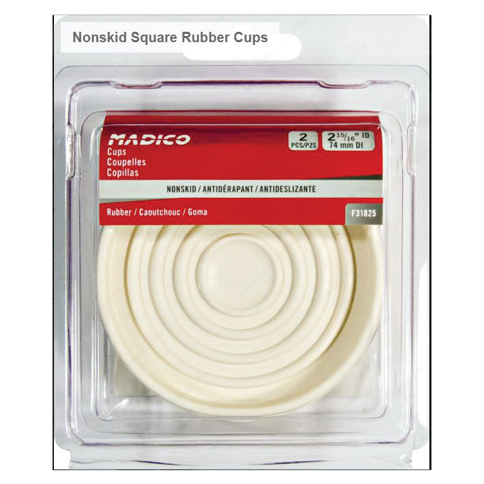 Madico F31825TV Caster Cup, Non-Skid, Square, Rubber, Almond, 3-3/8 in L x 3-3/8 in W Dimensions