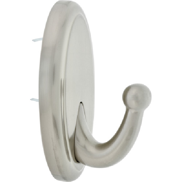 Decorative Hook, High & Mighty, Oval, Satin Nickel, 25lb, 1 pk - 2