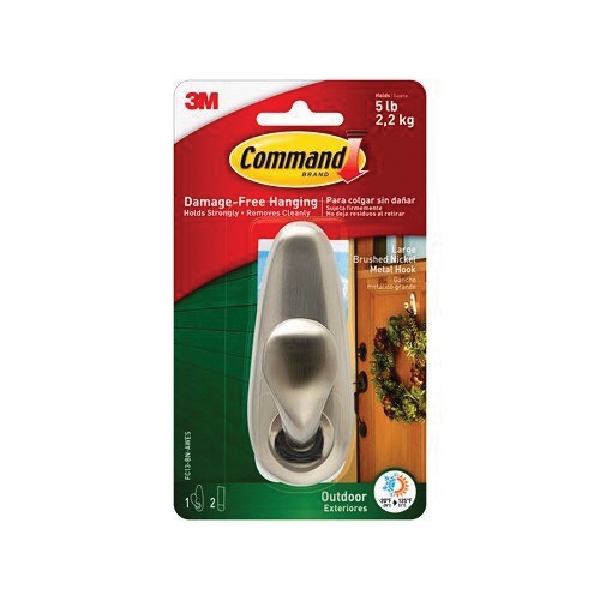  Command Outdoor Metal Hook, 1 Hook, 2 Strips, Water-Resistant  Strips (FC13-BN-AWES) : Home & Kitchen