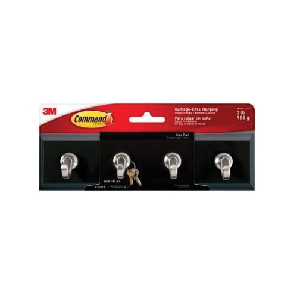 Command HOM-18S-ES Small Key Rail/Hook, 2 lb, 1-Hook, Plastic, Slate