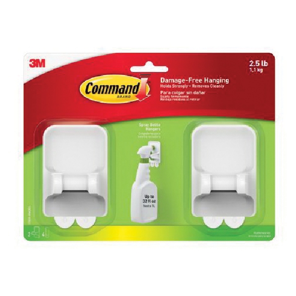 Command 17009-HW2ES Large Spray Bottle Hanger, 32 fl-oz, Plastic, Includes: (2) Hangers, (4) Large Strips