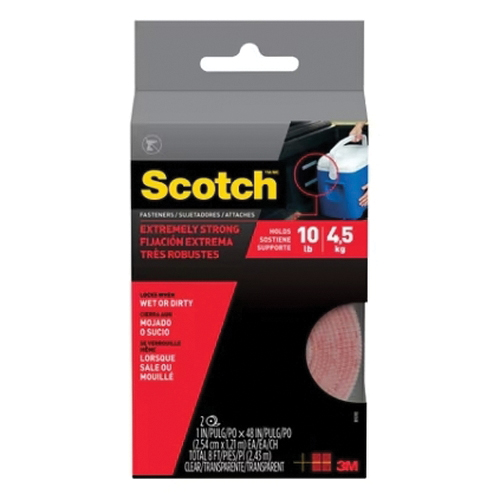 Scotch RF6740 Extreme Fastener, 1 in W, 4 ft L, Clear, 10 lb