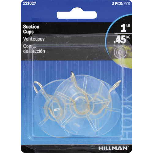 Hillman 121027 Suction Cup Hook, Plastic Base, 1 lb Working Load