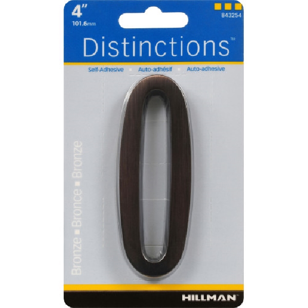 Adhesive House Number, Distinctions, Bronze, 0, 4 in, 1 pk - 2
