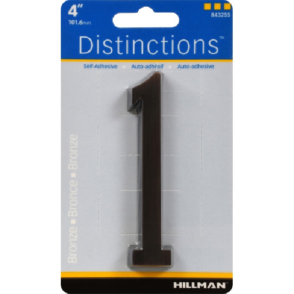 Adhesive House Number, Distinctions, Bronze, 1, 4 in, 1 pk - 4