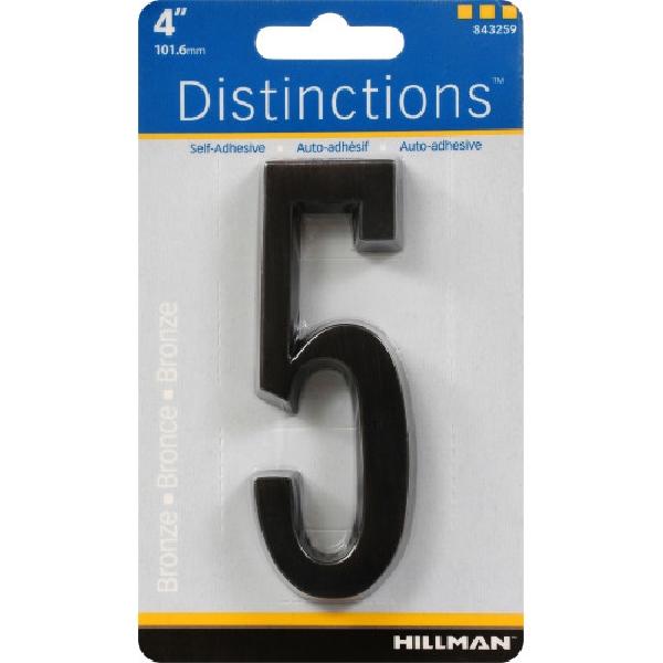 Adhesive House Number, Distinctions, Bronze, 5, 4 in, 1 pk - 4