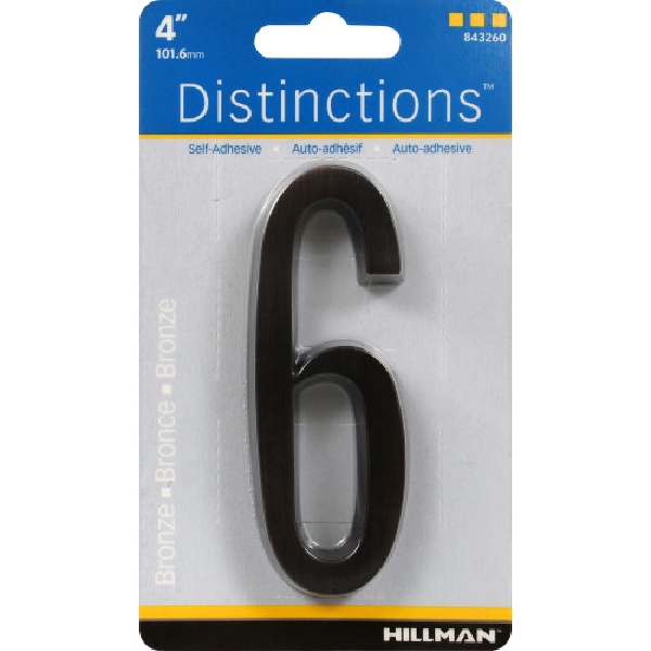 Adhesive House Number, Distinctions, Bronze, 6, 4 in, 1 pk - 4