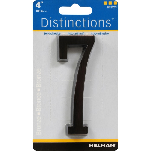 Adhesive House Number, Distinctions, Bronze, 7, 4 in, 1 pk - 4