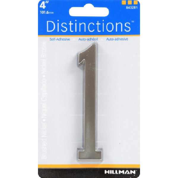 Adhesive House Number, Distinctions, Nickel-Plated, 1, 4 in, 1 pk - 5
