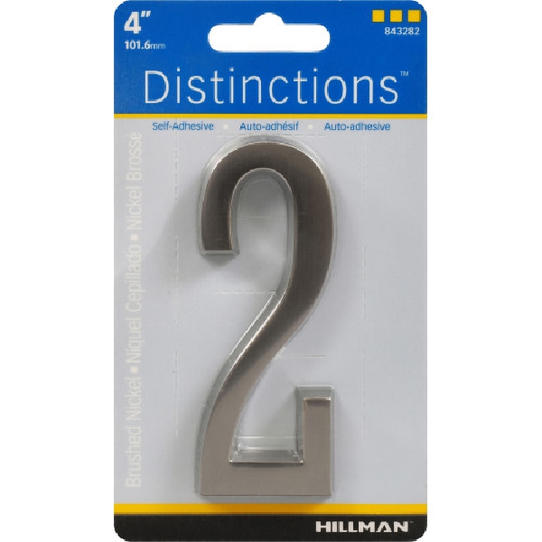 Adhesive House Number, Distinctions, Nickel-Plated, 2, 4 in, 1 pk - 5