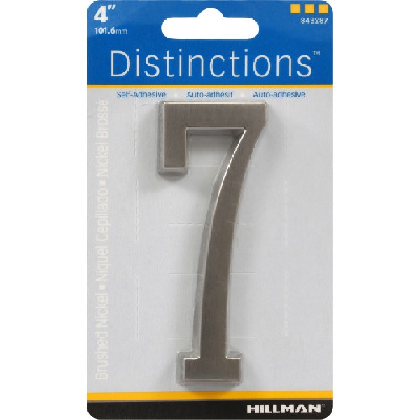 Adhesive House Number, Distinctions, Nickel-Plated, 7, 4 in, 1 pk - 5