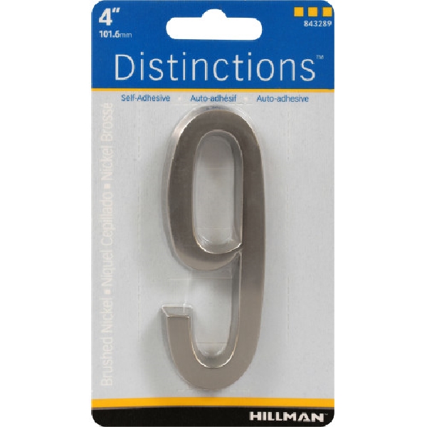 Adhesive House Number, Distinctions, Nickel-Plated, 9, 4 in, 1 pk - 5