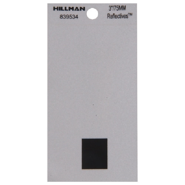 Hillman 839534 Square-Cut Self-Symbol, Character: Period, 3 in H Character, Black Character, Silver Background, Mylar