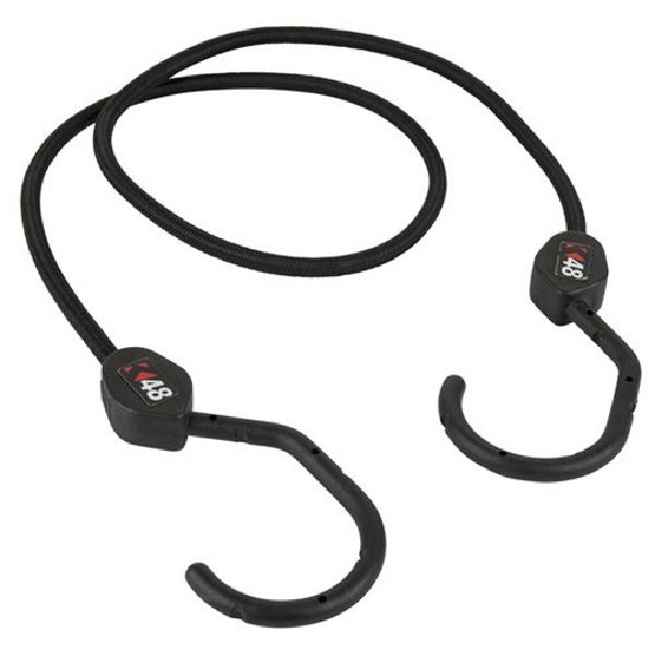 Mega Hook Bungee Cord, Keeper, 48 in L, Rubber, Black, Hook End - 2