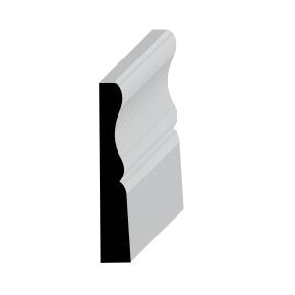 Base Moulding, 3-1/4 in W, 5/8 in Thick, Solid Profile, Pine Wood