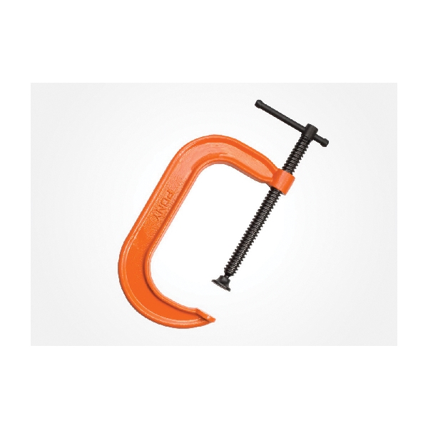 1480-C C-Clamp, 1200 lb Clamping, 8 in Max Opening Size, 4 in D Throat, Malleable Iron Body, Orange Body